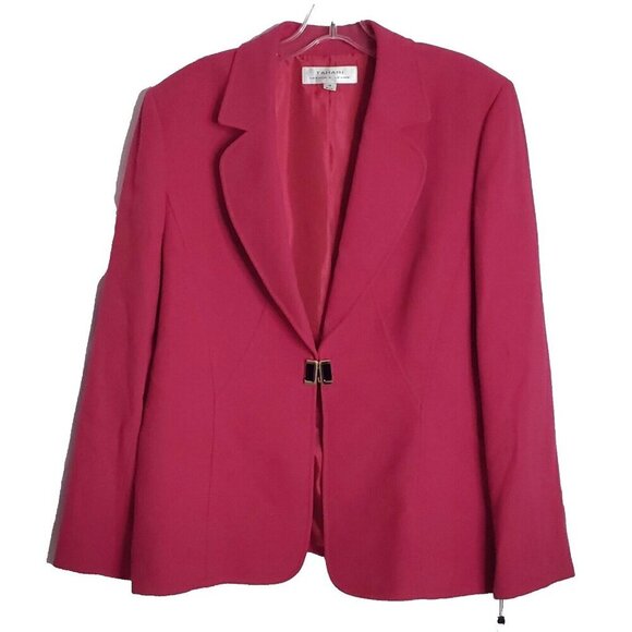 Tahari Arthur Levine 3 Piece Pant Suit Sz 18 Magenta Pink Black Jacket Sweater - Picture 1 of 11